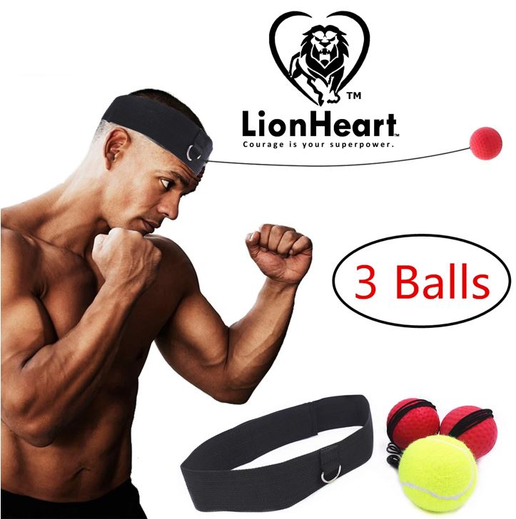 Lionheart Reflex Boxing 3-Ball Set – Adjustable Level Training Kit for Speed, Agility & Precision