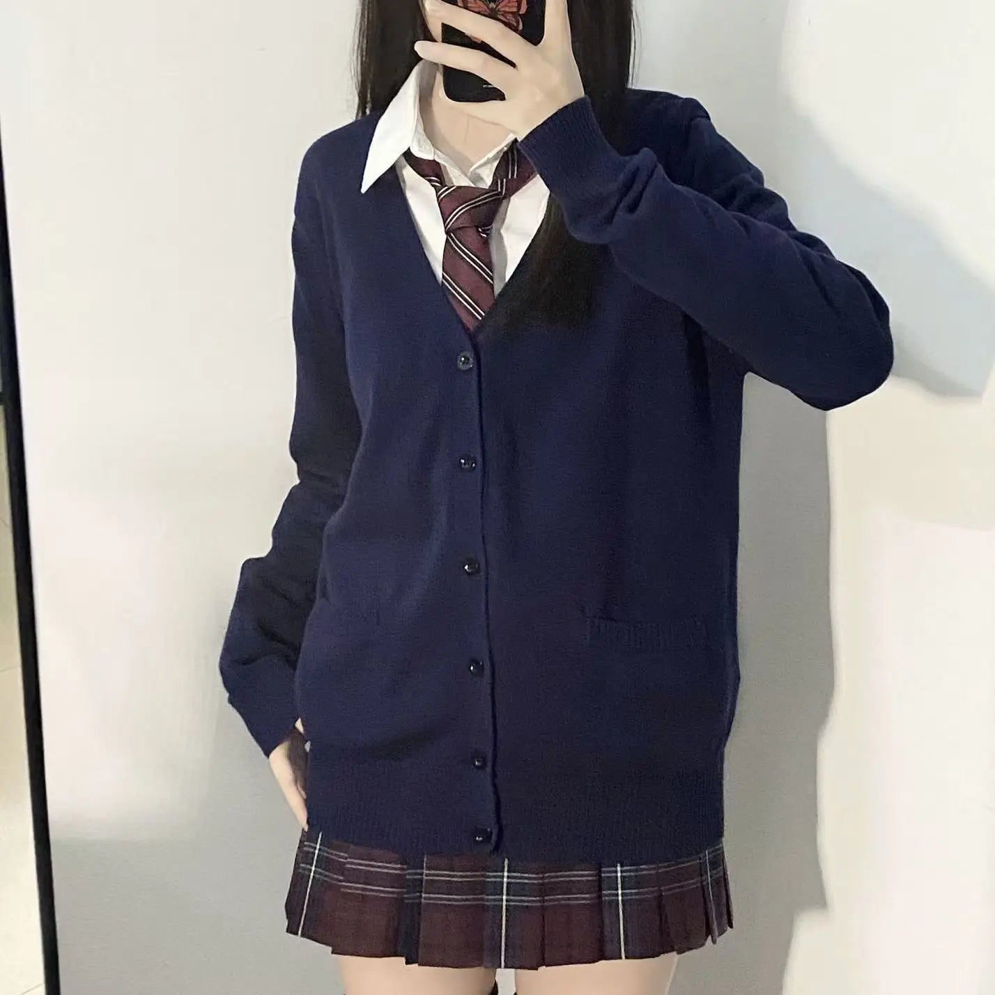 Mikasa Cosplay Pink Cardigan Sweater, Japanese Cardigan V-Neck Knit Sweater Jacket Is Perfect for JK Uniform Matching