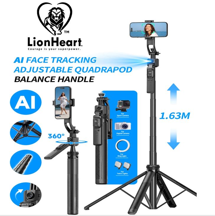 C17 360° Auto-Rotation Monopod with AI Tracking, Bluetooth Shutter, Fill Light, and Wireless Selfie Stick for Mobile Devices