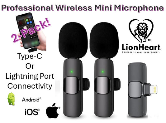 2 Pack Professional Wireless Mini Microphone for iPhone, iPad, iPhone 15, iOS, and Android Devices – Perfect for Video Recording, Vlogging, and Live Streaming