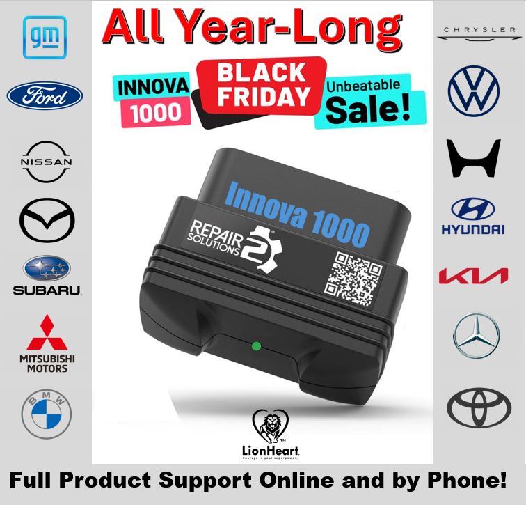 LionHeart by Innova 1000 OBD2 Bluetooth Scanner - Check Engine ABS SRS - No Subscriptions - Free Updates - Compatible with Most Vehicles - Full Support Online and by Phone