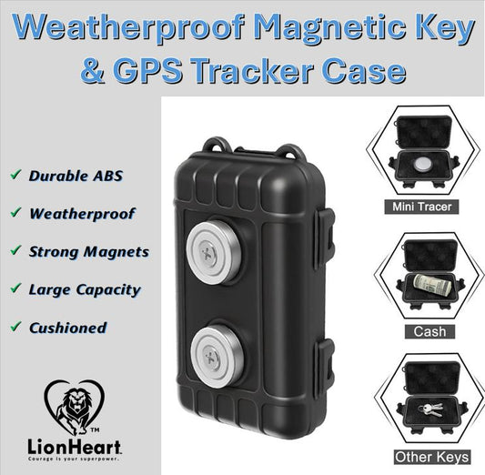 LionHeart Weatherproof Magnetic Key & GPS Tracker Case – Durable Hide-a-Key Box with Strong Twin Magnets