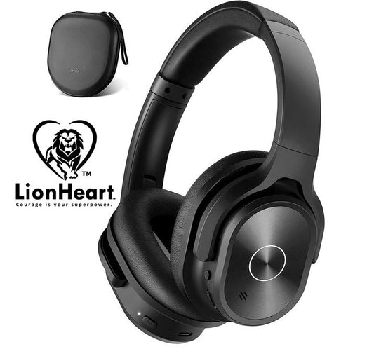  Lionheart Active Noise Canceling Headphones – Foldable Wireless Bluetooth 5.3 Over-Ear Headset with Deep Bass, Built-In Microphone, 40-Hour Playtime, and Immersive Sound