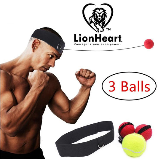 Lionheart Reflex Boxing 3-Ball Set – Adjustable Level Training Kit for Speed, Agility & Precision
