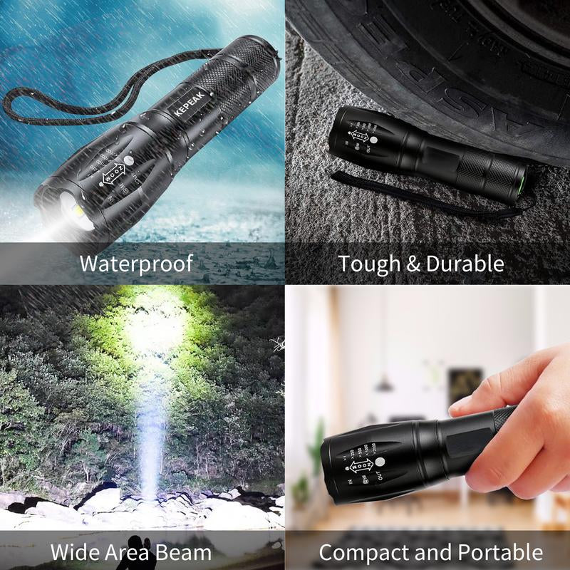 LionHeart 2-Pack Tactical 1000 Lumen LED Flashlight with 5 Modes, IPX5 Zoomable, Great for Camping, Vehicle, Outdoor Use, and Watching Out for Things That go "BUMP" in the Night