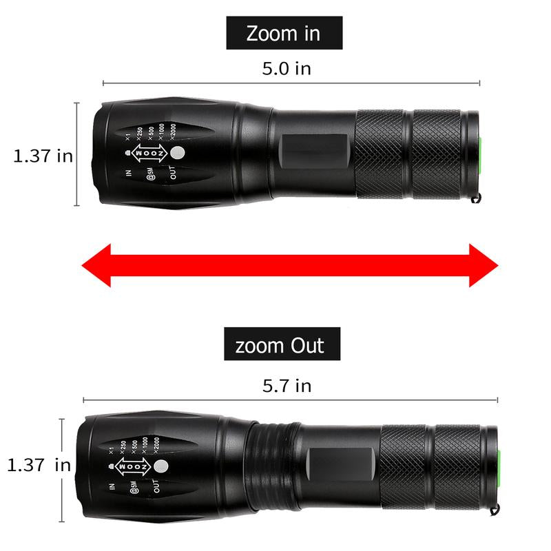 LionHeart 2-Pack Tactical 1000 Lumen LED Flashlight with 5 Modes, IPX5 Zoomable, Great for Camping, Vehicle, Outdoor Use, and Watching Out for Things That go "BUMP" in the Night