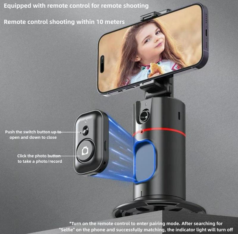 Everything Included- Gimbal Auto Face Tracking- Combo Pack- W/ Separate Extendable Selfie Stick Tripod, Remote Control W/2 Piece LED Lights. 360° Rotatable Selfie Stand Camera Phone Tracking Holder, Phone Stabilizer Selfie Accessories Cellphone Smartphone