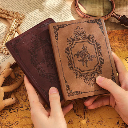 LionHeart Compact Vintage Leather Journal with Gilded Edges – Portable Writing Diary and Planner