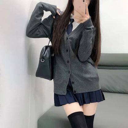 Mikasa Cosplay Pink Cardigan Sweater, Japanese Cardigan V-Neck Knit Sweater Jacket Is Perfect for JK Uniform Matching