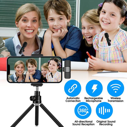 2 Pack Professional Wireless Mini Microphone for iPhone, iPad, iPhone 15, iOS, and Android Devices – Perfect for Video Recording, Vlogging, and Live Streaming