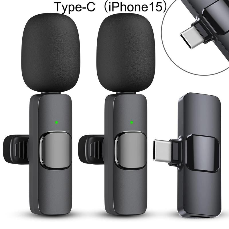 2 Pack Professional Wireless Mini Microphone for iPhone, iPad, iPhone 15, iOS, and Android Devices – Perfect for Video Recording, Vlogging, and Live Streaming