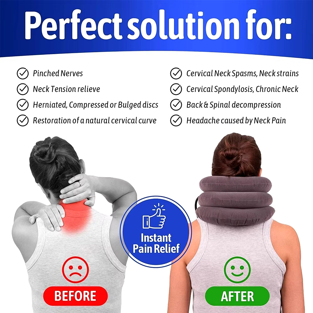 Cervical Neck Pillow & Traction Device for Alleviating Chronic Neck and Shoulder Pain